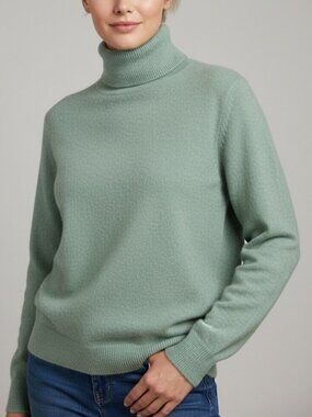 Charter Club Sage Green 100% Cashmere Turtleneck Sweater Soft Luxe Knit XL
